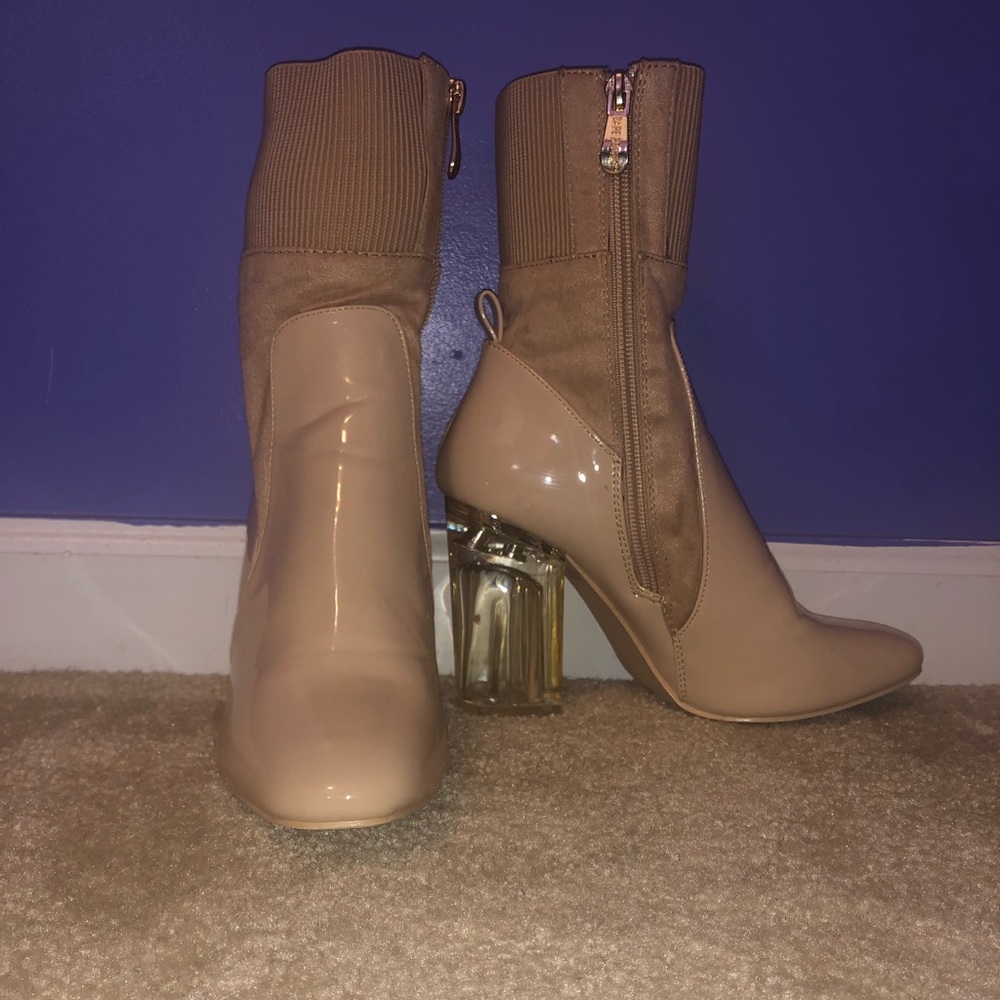 Perspex heeled boots